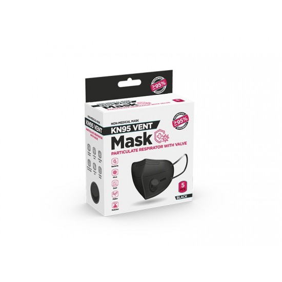 Maska jednokratna zaštitna 4-slojna KN-95 sa ventilom - bela, crna